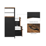 Cut-away view of the noiseless drawer slide rails and the black metal handle
