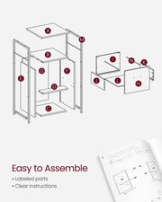 Exploded assembly diagram with lettered parts for the filing cabinet