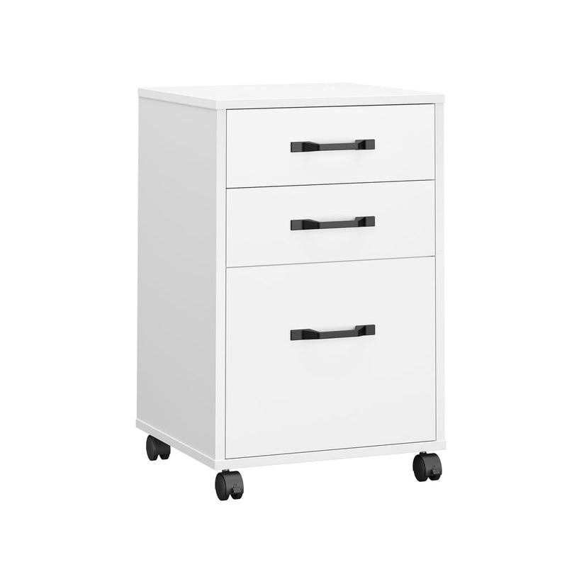 Studio shot of the Vasagle 3-drawer mobile filing cabinet in Cloud White