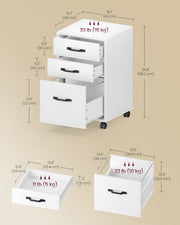 Labelled dimensions diagram showing the cabinet measures 40 x 41 x 68.2cm with drawer load capacities