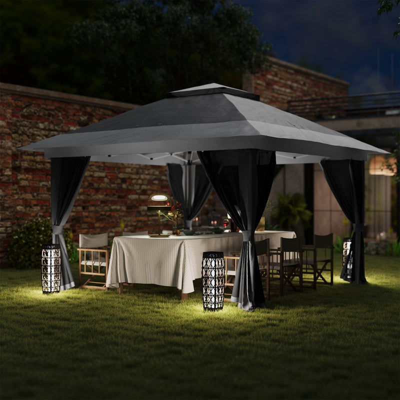 Grey 3.6 x 3.6m Pop Up Gazebo with Mesh Sides for Gardens and Outdoor Events by Outsunny