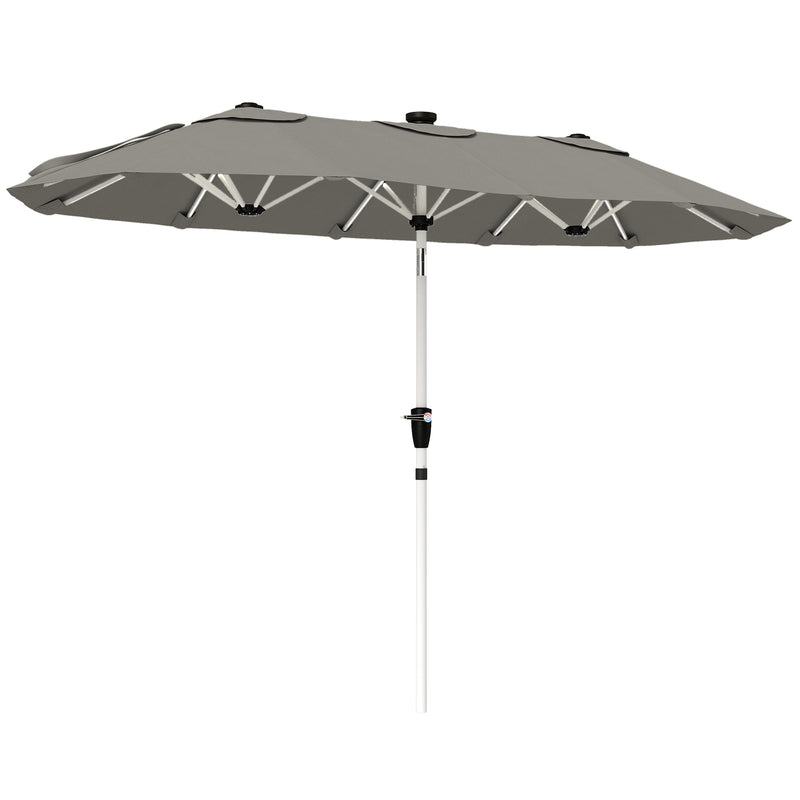 3m Double Garden Parasol with Lights for Outdoor Shade, Solar Powered LED, UPF30+