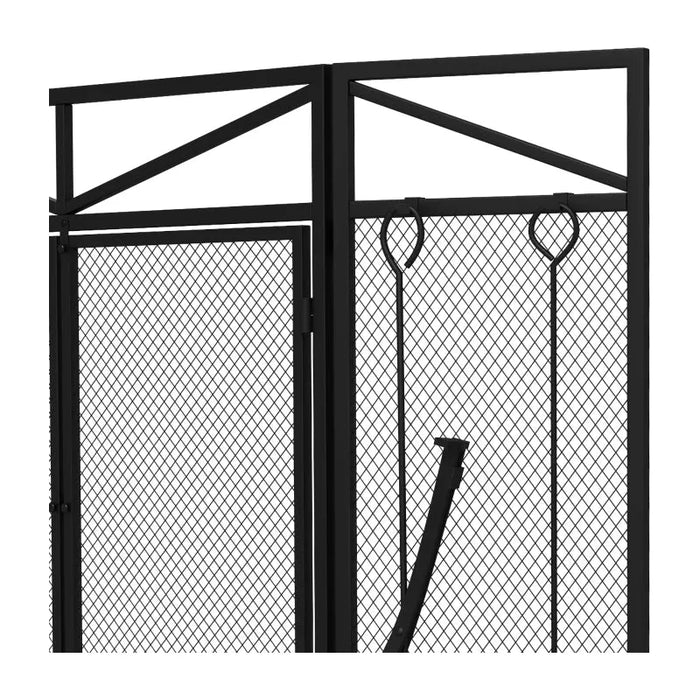 Front Opening Fire Guard Screen With Tools, 122x77cm