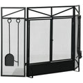 Front Opening Fire Guard Screen With Tools, 122x77cm Homcom
