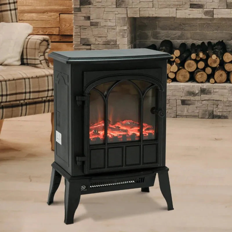 Freestanding Electric Fireplace Heater, 1000W/2000W