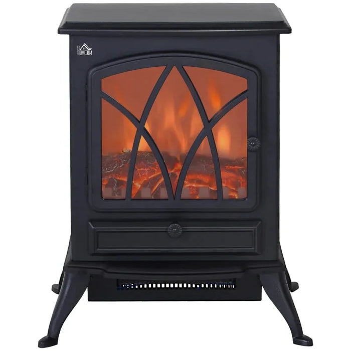 1850W Electric Free Standing Fireplace, Fan, Black