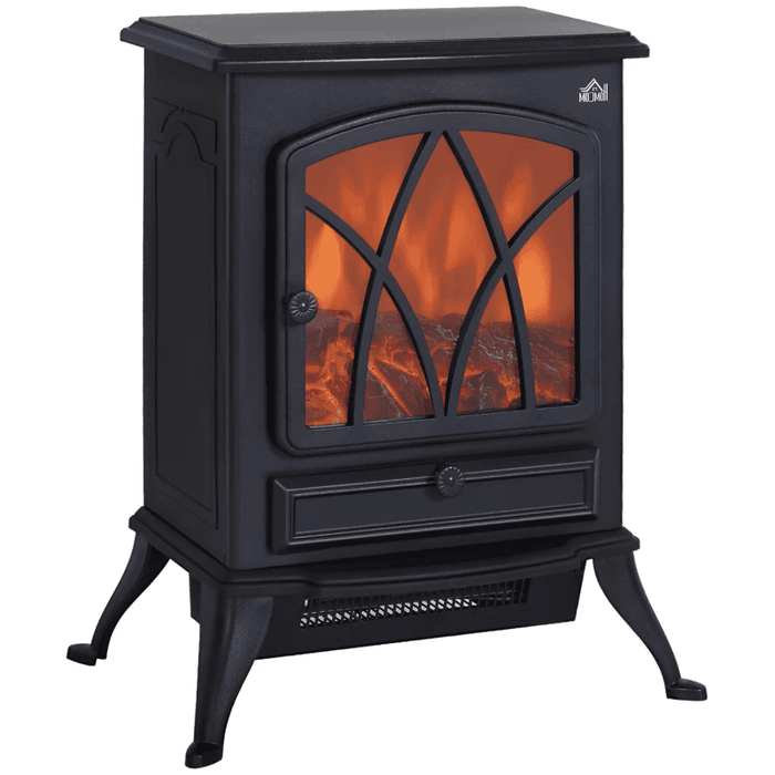 1850W Electric Free Standing Fireplace, Fan, Black