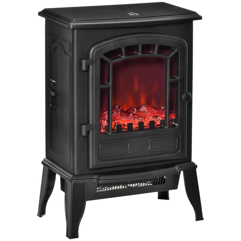 Freestanding Electric Fireplace Stove, 1000W/2000W, Black