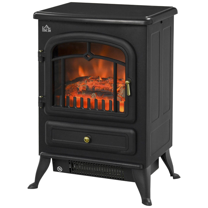 1850W Electric Fireplace Heater, Wood Effect, Black