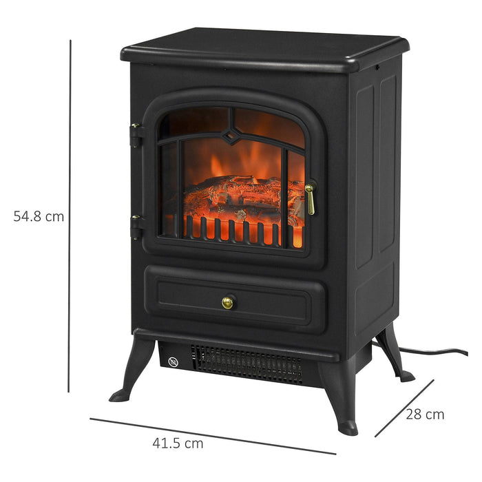 1850W Electric Fireplace Heater, Wood Effect, Black