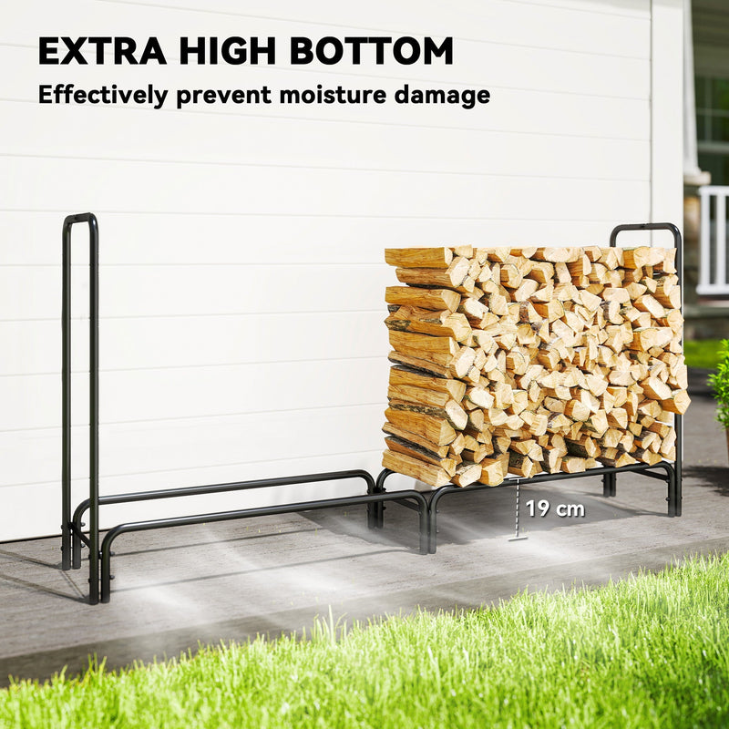 19 cm raised base of the firewood rack keeping logs off the ground for airflow
