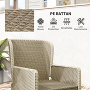 Five Piece Reclining Rattan Garden Chair Set in Light Grey with Cushions by Outsunny
