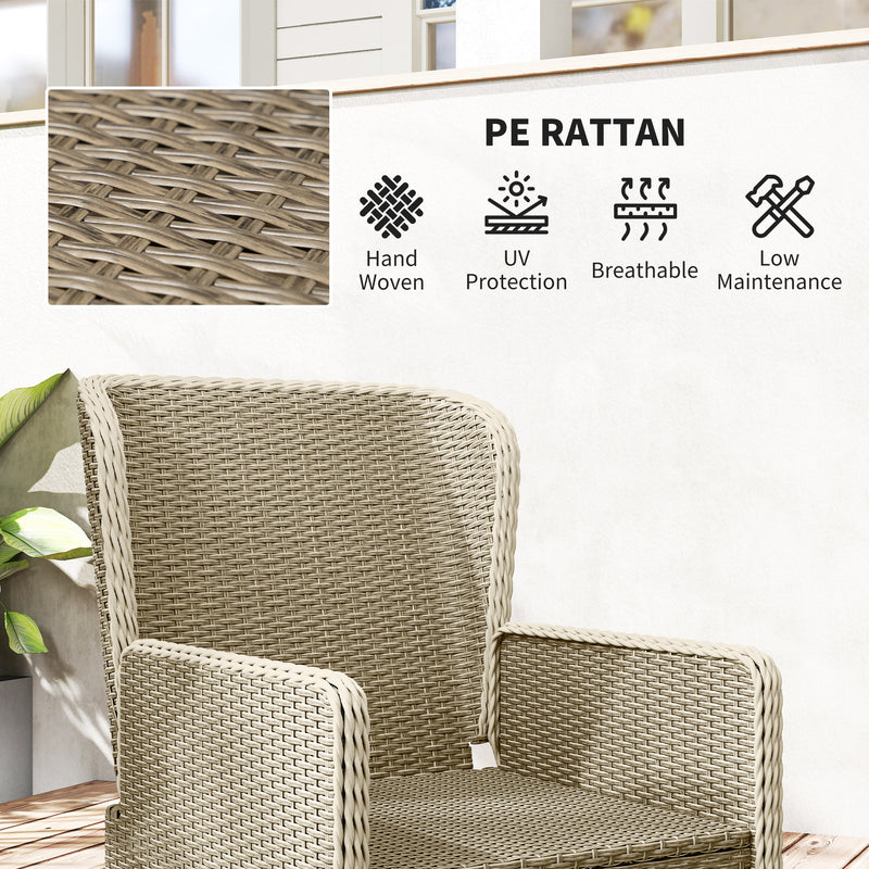 Five Piece Reclining Rattan Garden Chair Set in Light Grey with Cushions by Outsunny