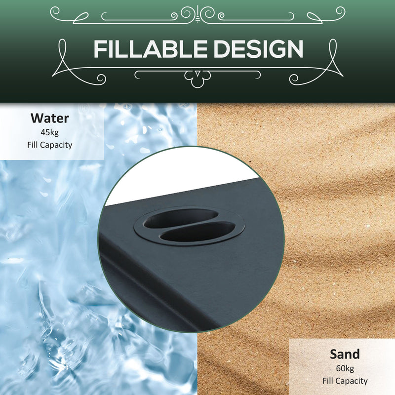 Black 60kg Garden Parasol Base With Wheels Fillable With Water Or Sand For Stability