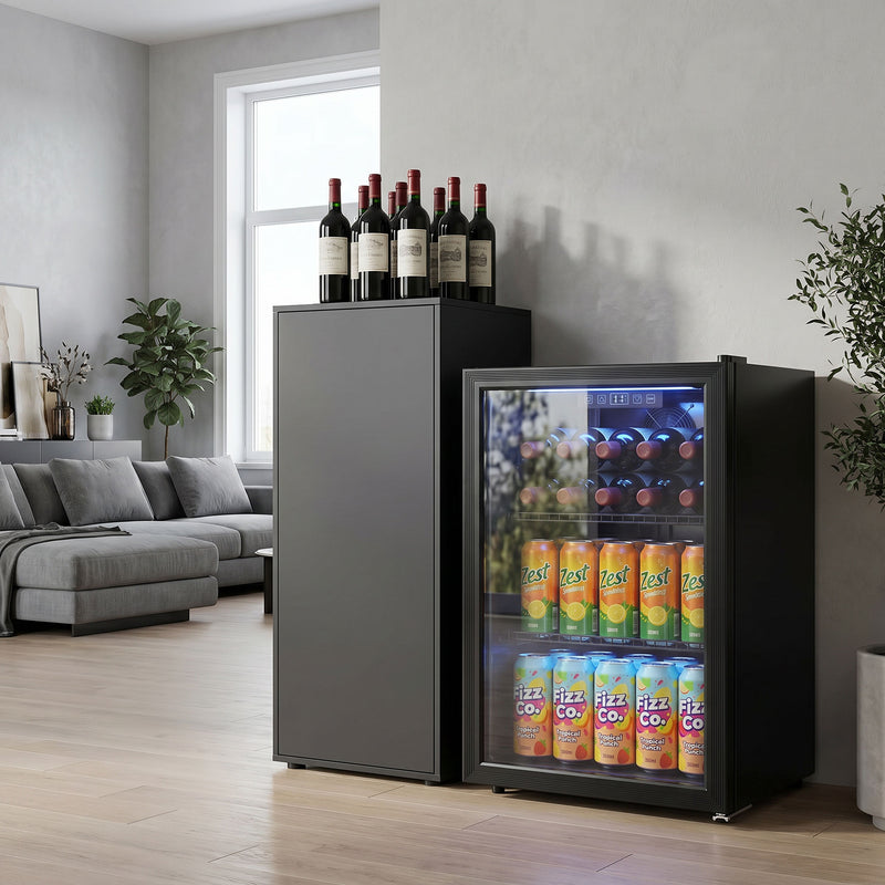 Drinks Fridge for Chilled Cans and Bottles with Adjustable Shelves 70 Litre Black