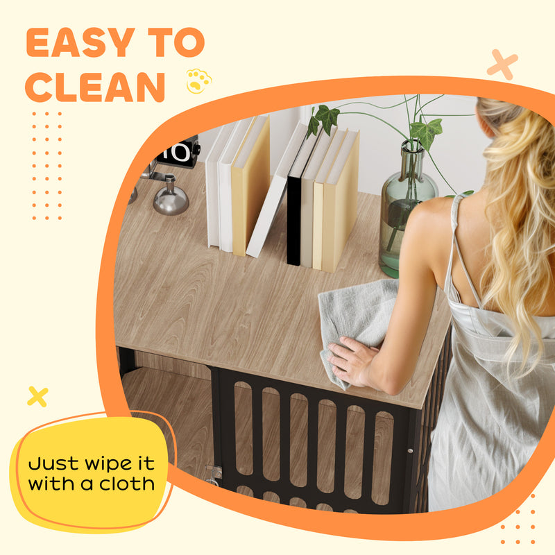 Indoor Dog Crate with Anti-Chew Mesh and Escape-Proof Door for Medium Dogs 80cm by PawHut