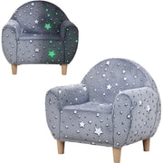 Kids Glow in the Dark Armchair with Star Design Ideal for Bedroom or Playroom, Grey