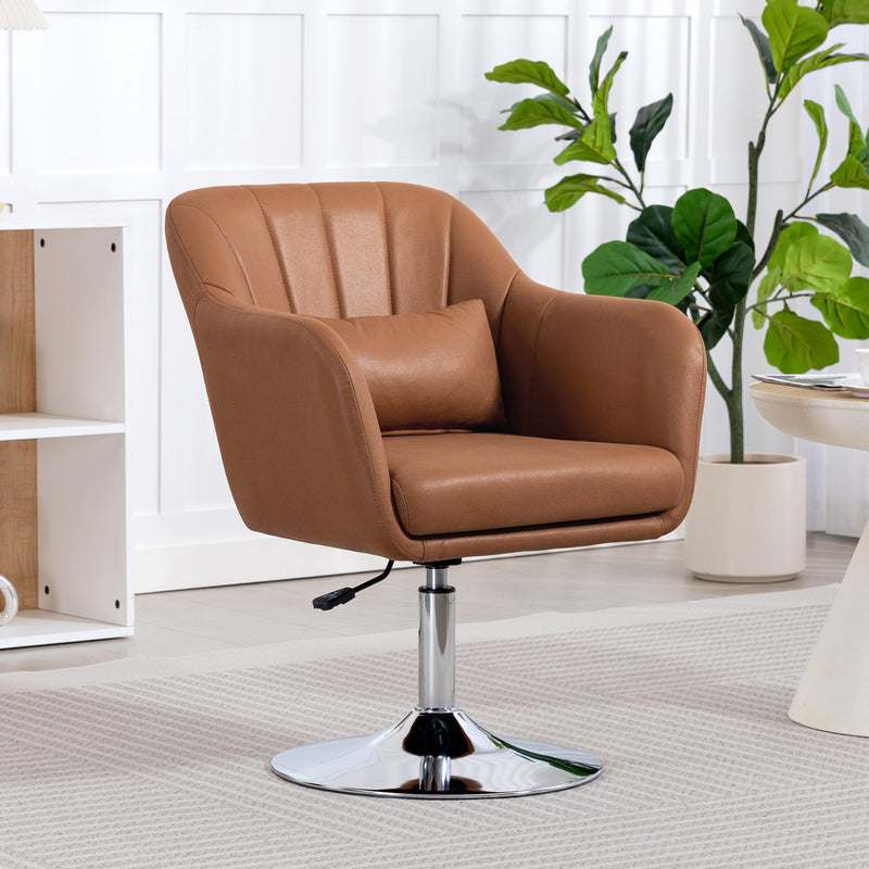 Swivel Lounge Chair with Adjustable Height and Padded Support for Home Comfort Brown