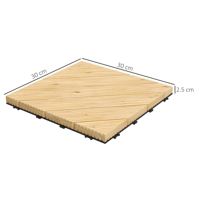 Wooden Garden Decking Tiles Pack of 9 For Garden Patio Balcony Terrace Or Hot Tub 30x30cm
