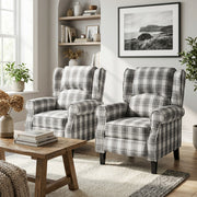 Recliner Chair with Adjustable Back and Footrest for Living Room or Bedroom Grey and White AOSOM