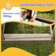 Wooden Kids Sandbox With Blackboard Sink Toys and Seats for Ages 3-7 Grey by Outsunny