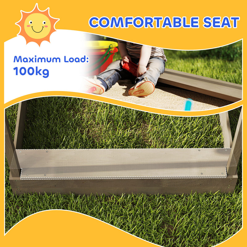 Wooden Kids Sandbox With Blackboard Sink Toys and Seats for Ages 3-7 Grey by Outsunny