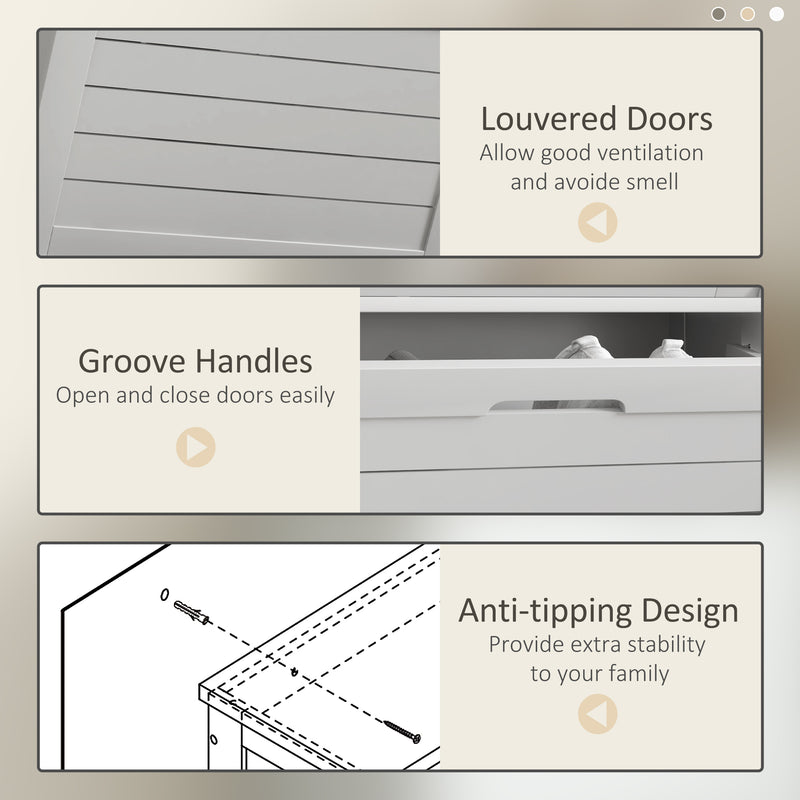 Slim Shoe Storage Cabinet with 3 Flip Drawers Space Saving Design for Hallway, White