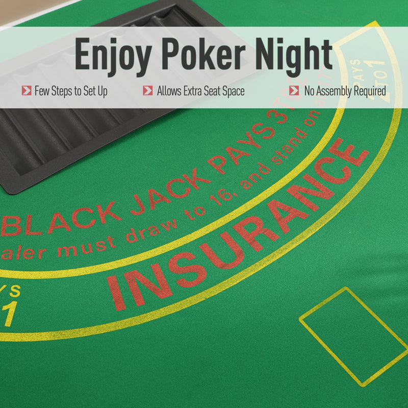 Folding Poker Table for 7 Players with Cup Holders and Padded Rails Green