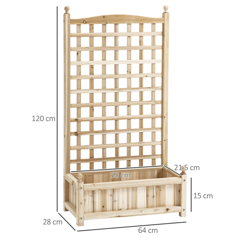 Wooden Garden Planter with Trellis for Climbing Plants Raised Bed for Outdoor Use