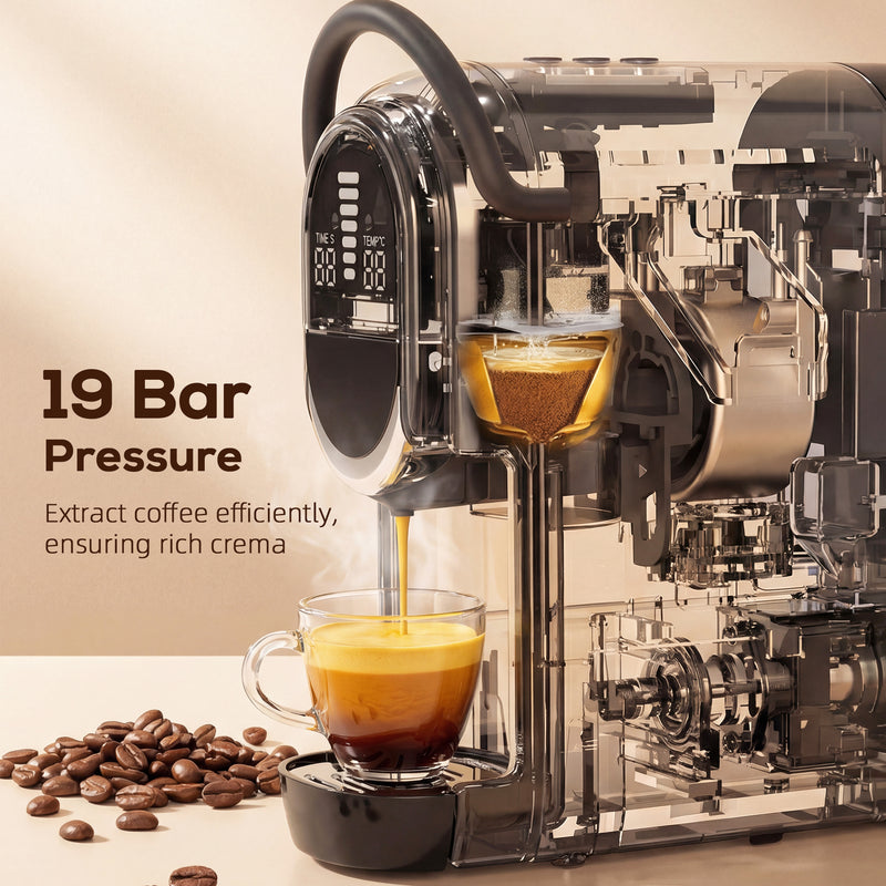 Coffee Machine for Pods and Ground Coffee Compact Easy Clean Black AOSOM