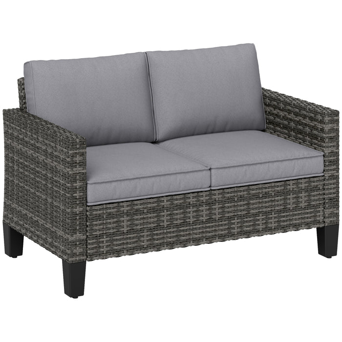 Two Seater Rattan Outdoor Sofa Dark Grey Weather Resistant by Outsunny