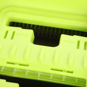 Close-up of the green wash chamber lid and wringer on the bucket
