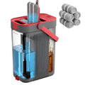 Cutaway view of the mop bucket showing its clean, cleaning and dirty water chambers