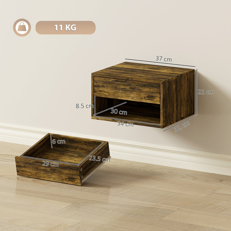 Floating Bedside Tables, Rustic Brown