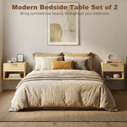 Modern bedside table set of 2 styled in a warm-toned bedroom