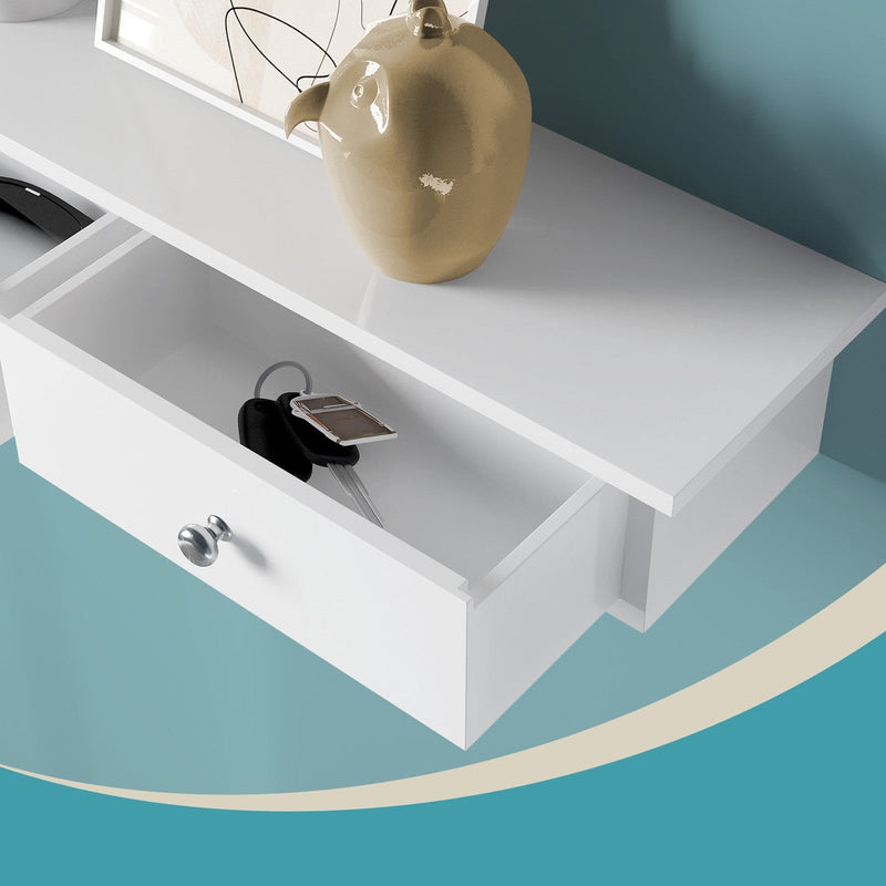 Songmics floating wall shelf, white, studio product shot