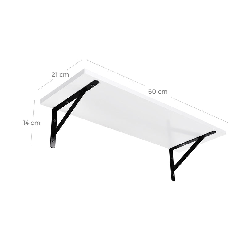 Labelled dimensions diagram: 60 cm long x 21 cm deep x 14 cm bracket height