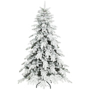 6ft green and white flocked Christmas tree on a plain white background