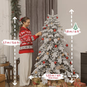 Dimensions diagram for the 6ft flocked Christmas tree: 180 cm high and 122 cm wide