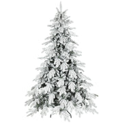 7ft green and white flocked Christmas tree on a plain white background