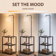 Black floor lamp shown in warm, neutral and cool light from 3000K to 6500K