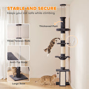 Stability callouts for three tension rods, anti-tip strap, thick post and large base