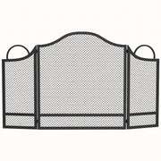 Homcom black 3-panel folding fireplace screen with arched top, studio shot
