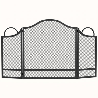 Homcom black 3-panel folding fireplace screen with arched top, studio shot