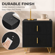Water-resistant melamine top and easy-clean PVC drawer front demonstration
