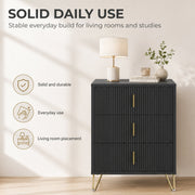 Solid daily use graphic showing the dresser styled in a living room setting