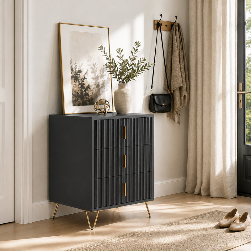 HOMCOM dresser used as a hallway storage unit near the front door