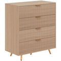 HOMCOM natural wood finish 4 drawer chest of drawers with fluted fronts, studio shot