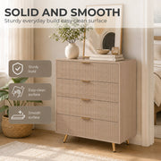 Chest of drawers in a living room setting highlighting its sturdy build and easy-clean surface