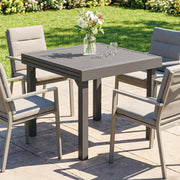 Extendable Garden Dining Table for 4 to 8 People Weatherproof Aluminium Dark Grey Outsunny